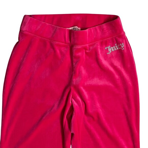 Juicy Couture Pink Velour Pull-On Pants Rhinestone Logo Size Small - Picture 4 of 10